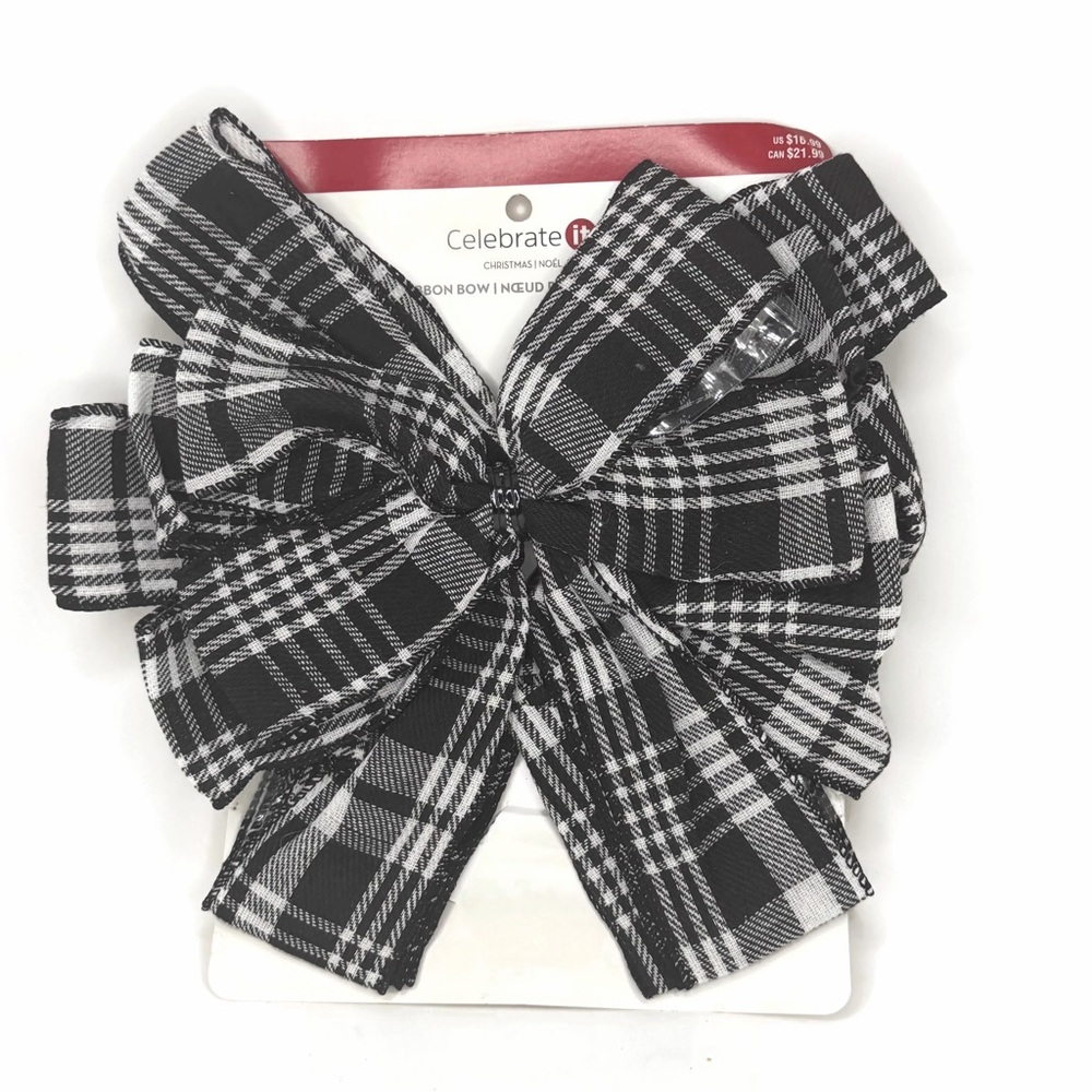 Celebrate It Black and White Checkered Plaid Bow